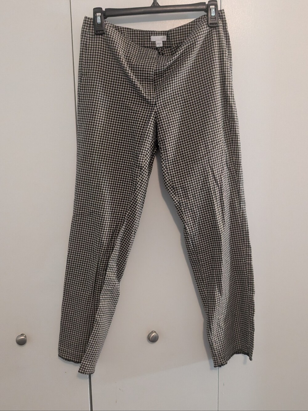 J. Jill Black and Cream Gingham Stretch Pants Size Small 6 Darted Tailored Style